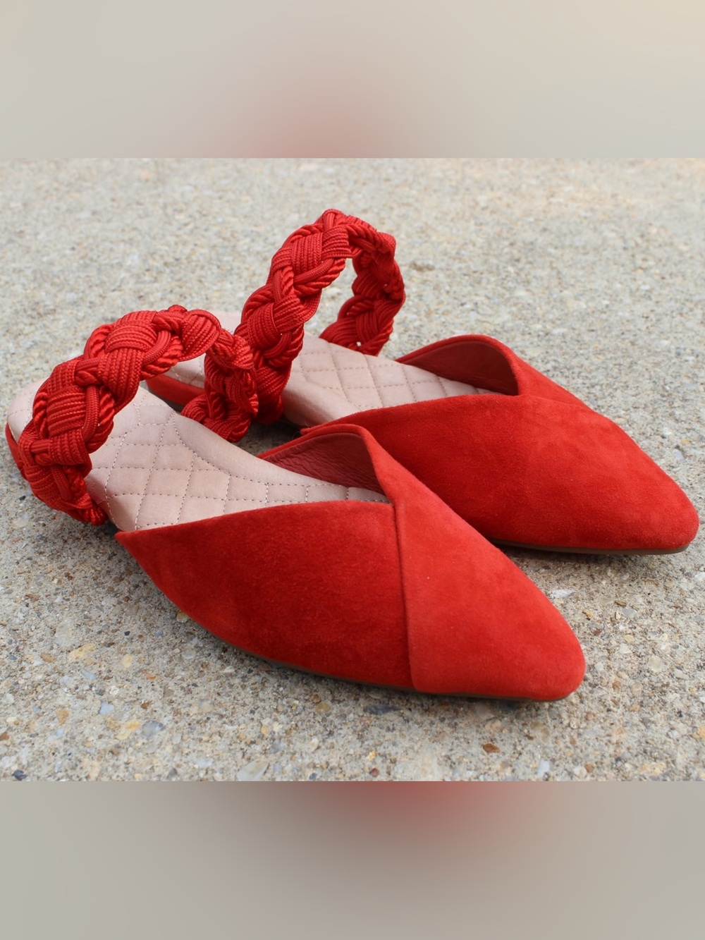 Birdies Swan Bracelet Vibrant Red Suede Mules Sz 7.5